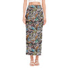 Old Cassette Tape Print Side Slit Maxi Skirt