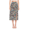 Old Cassette Tape Print Side Slit Midi Skirt