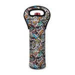 Old Cassette Tape Print Single Neoprene Wine Tote