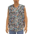 Old Cassette Tape Print Sleeveless Baseball Jersey