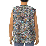 Old Cassette Tape Print Sleeveless Baseball Jersey