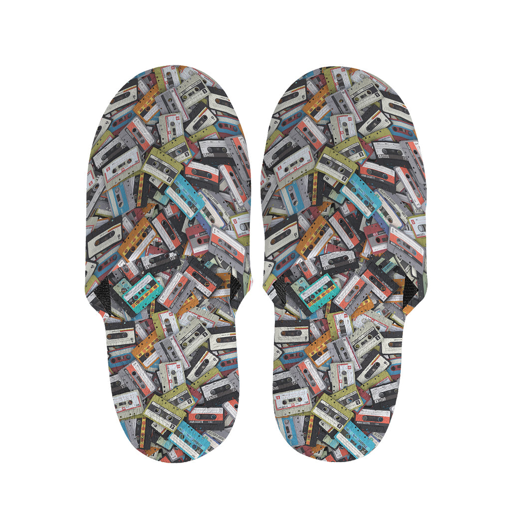 Old Cassette Tape Print Slippers