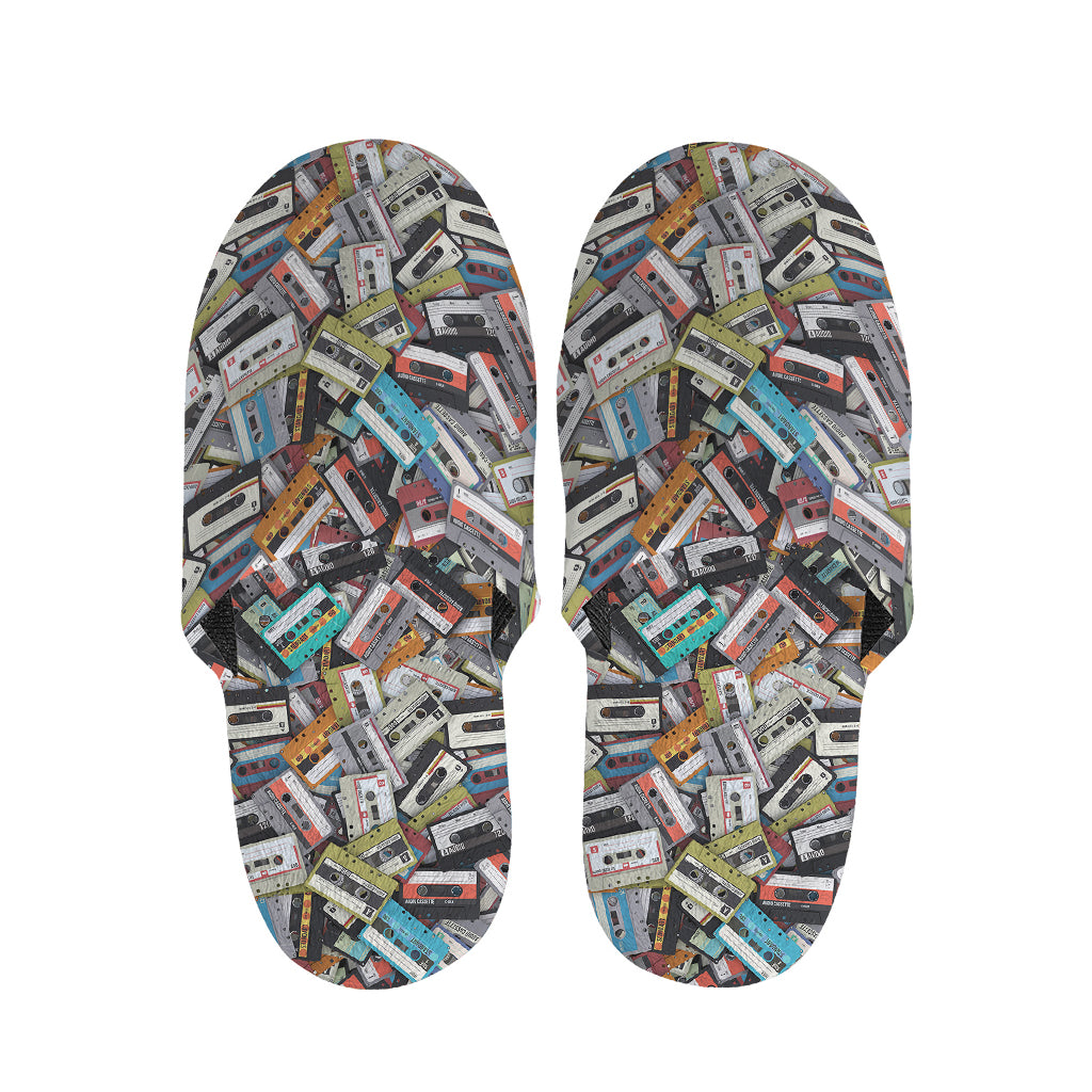 Old Cassette Tape Print Slippers