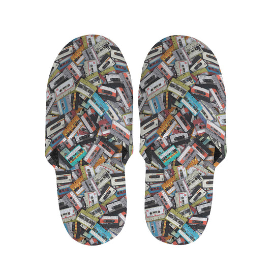 Old Cassette Tape Print Slippers