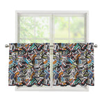 Old Cassette Tape Print Tier Curtains