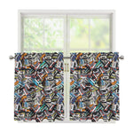 Old Cassette Tape Print Tier Curtains