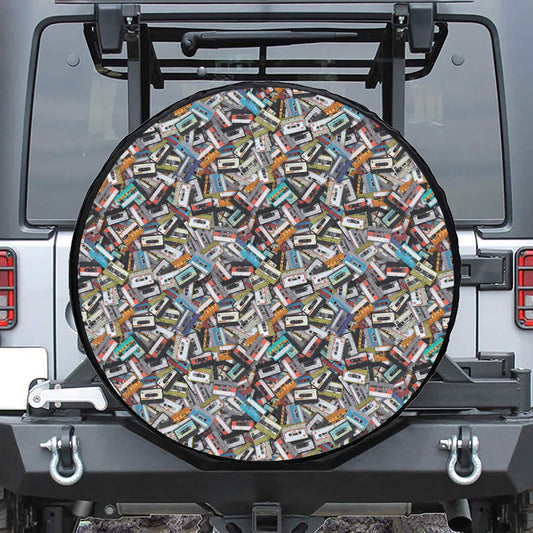 Old Cassette Tape Print Tire Cover