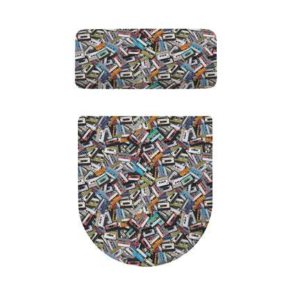 Old Cassette Tape Print Toilet Lid And Tank Cover Set