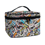 Old Cassette Tape Print Travel Makeup Bag