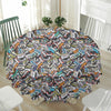 Old Cassette Tape Print Waterproof Round Tablecloth