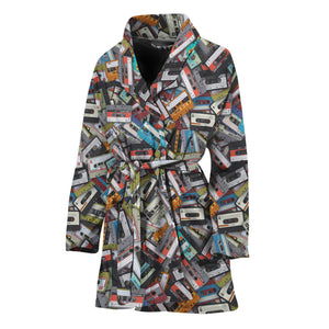 Old Cassette Tape Print Women's Bathrobe