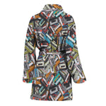 Old Cassette Tape Print Women's Bathrobe