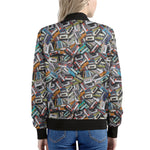 Old Cassette Tape Print Women's Bomber Jacket