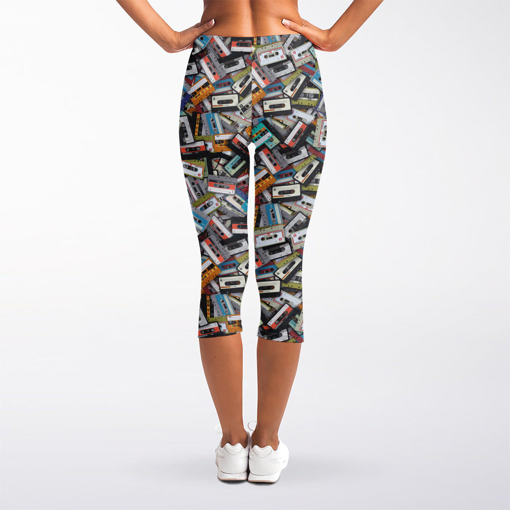 Old Cassette Tape Print Women's Capri Leggings