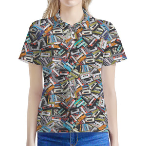 Old Cassette Tape Print Women's Polo Shirt