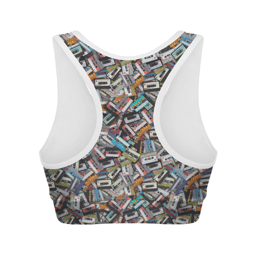 Old Cassette Tape Print Women's Sports Bra