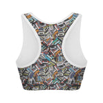 Old Cassette Tape Print Women's Sports Bra