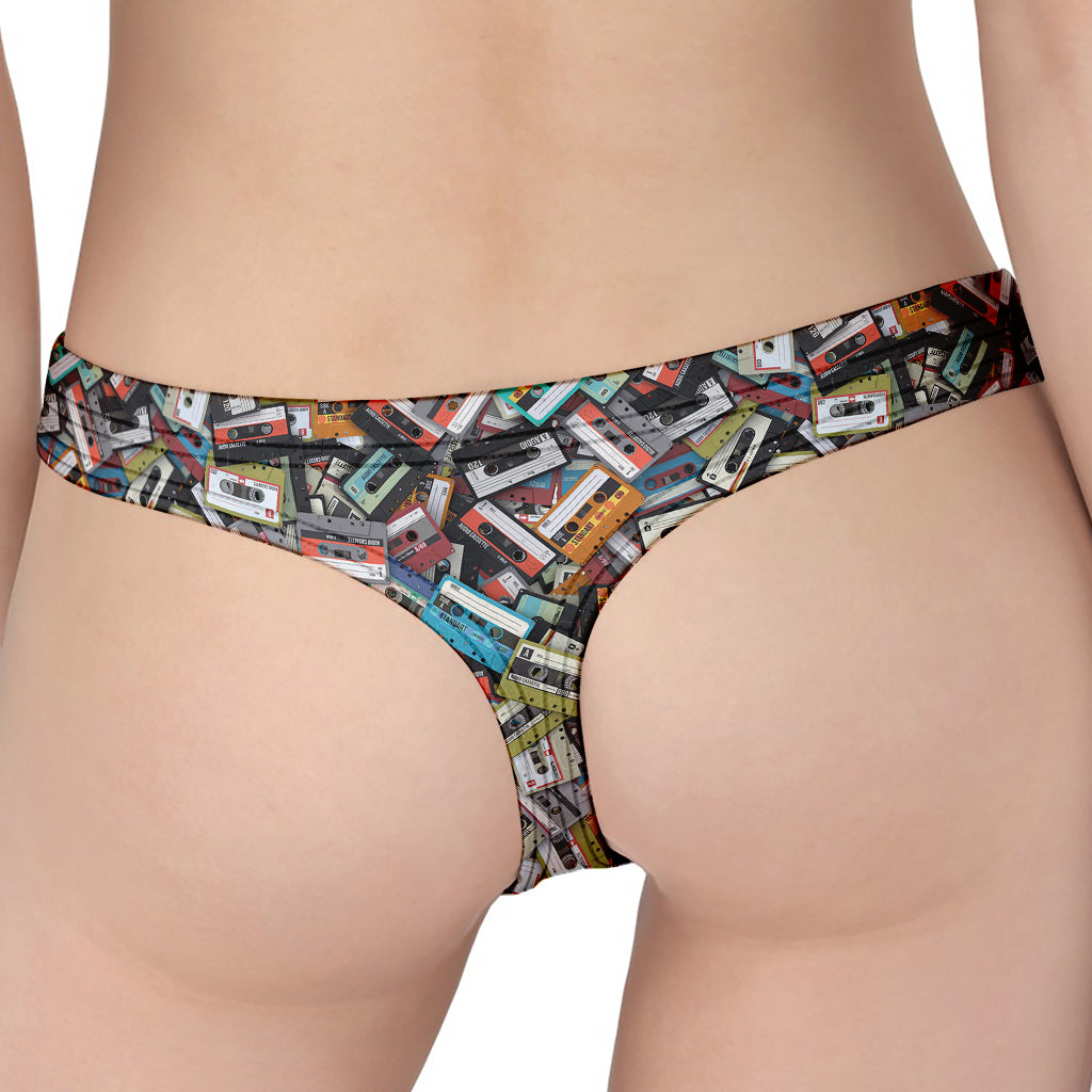 Old Cassette Tape Print Women's Thong