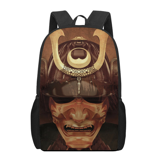Old Japanese Samurai Mask Print 17 Inch Backpack