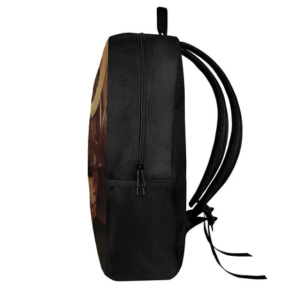 Old Japanese Samurai Mask Print 17 Inch Backpack