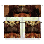 Old Japanese Samurai Mask Print 3 Piece Kitchen Curtains