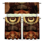 Old Japanese Samurai Mask Print 3 Piece Kitchen Curtains