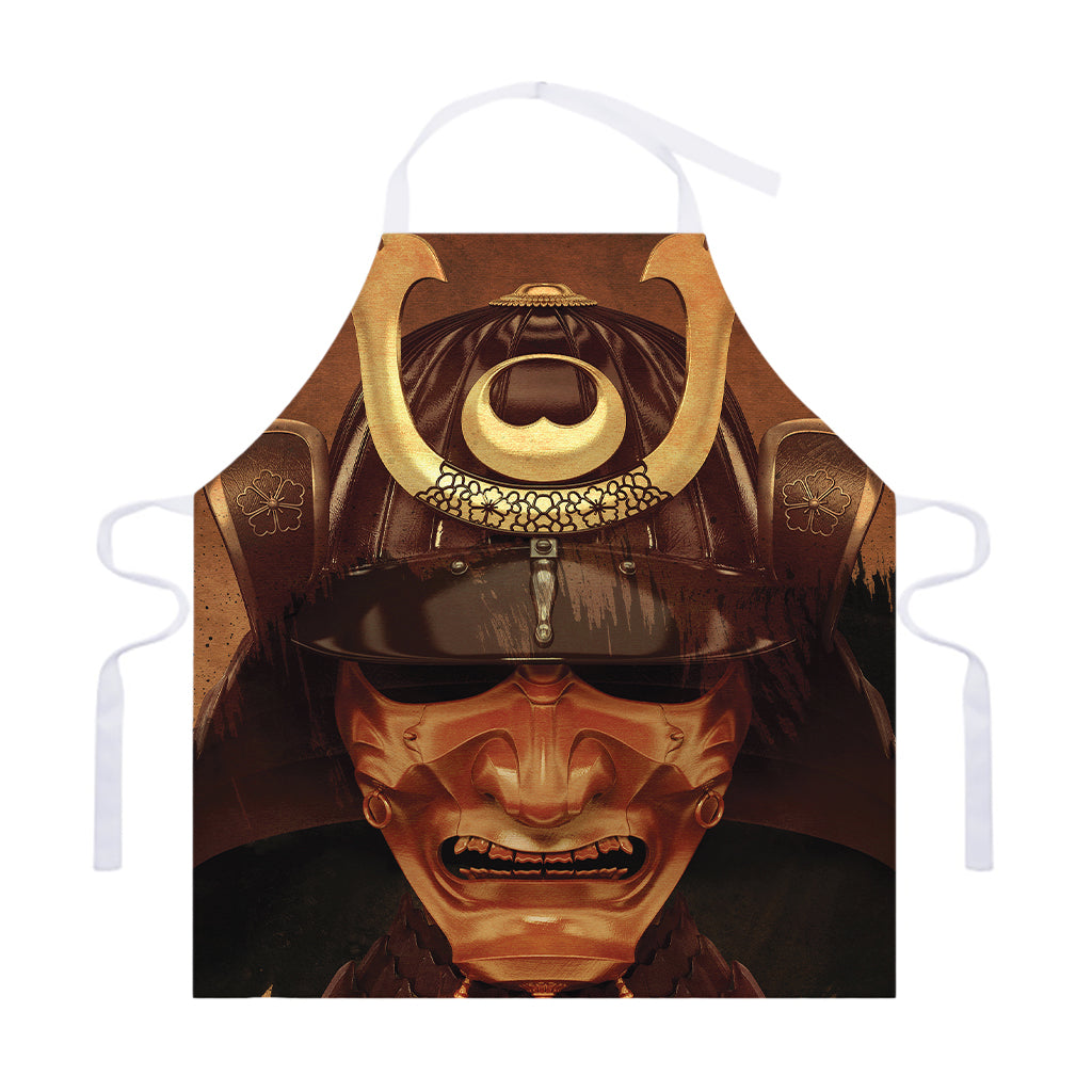 Old Japanese Samurai Mask Print Adjustable Apron