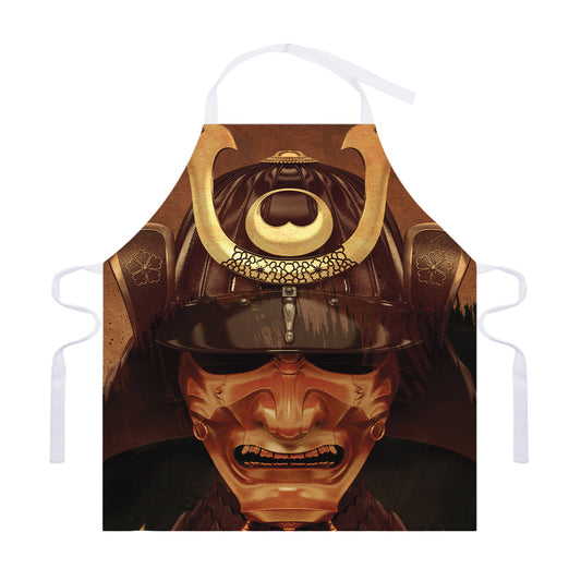 Old Japanese Samurai Mask Print Adjustable Apron