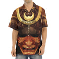 Old Japanese Samurai Mask Print Aloha Shirt