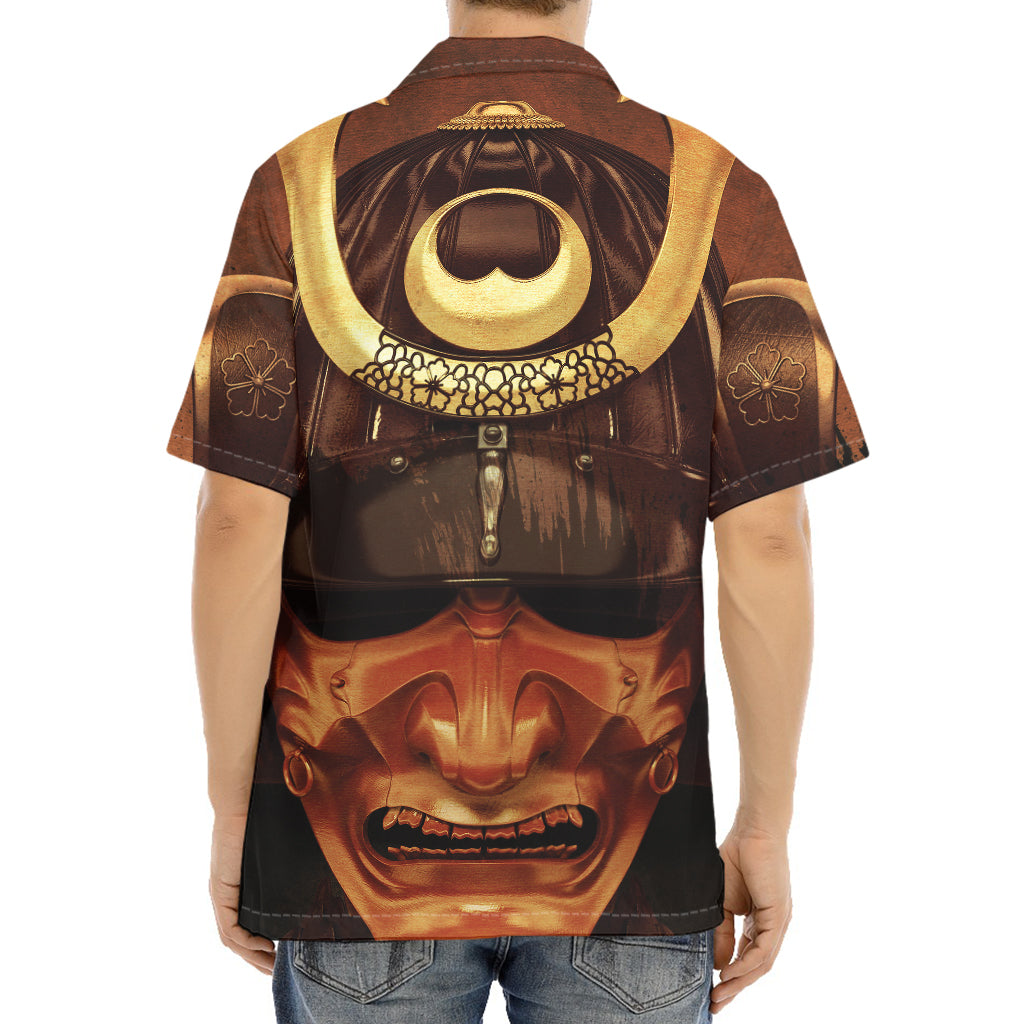 Old Japanese Samurai Mask Print Aloha Shirt
