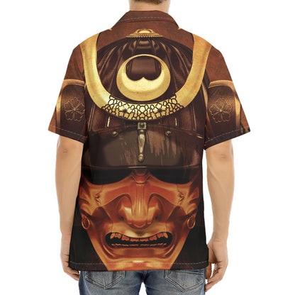 Old Japanese Samurai Mask Print Aloha Shirt