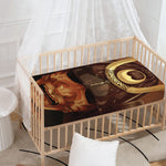 Old Japanese Samurai Mask Print Baby Crib Sheet