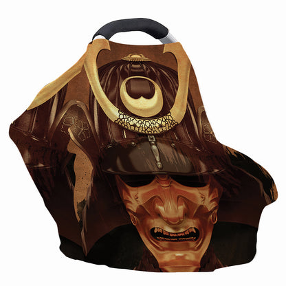 Old Japanese Samurai Mask Print Baby Seat Cover