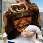 Old Japanese Samurai Mask Print Baby Seat Cover