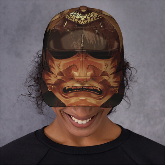 Old Japanese Samurai Mask Print Baseball Cap