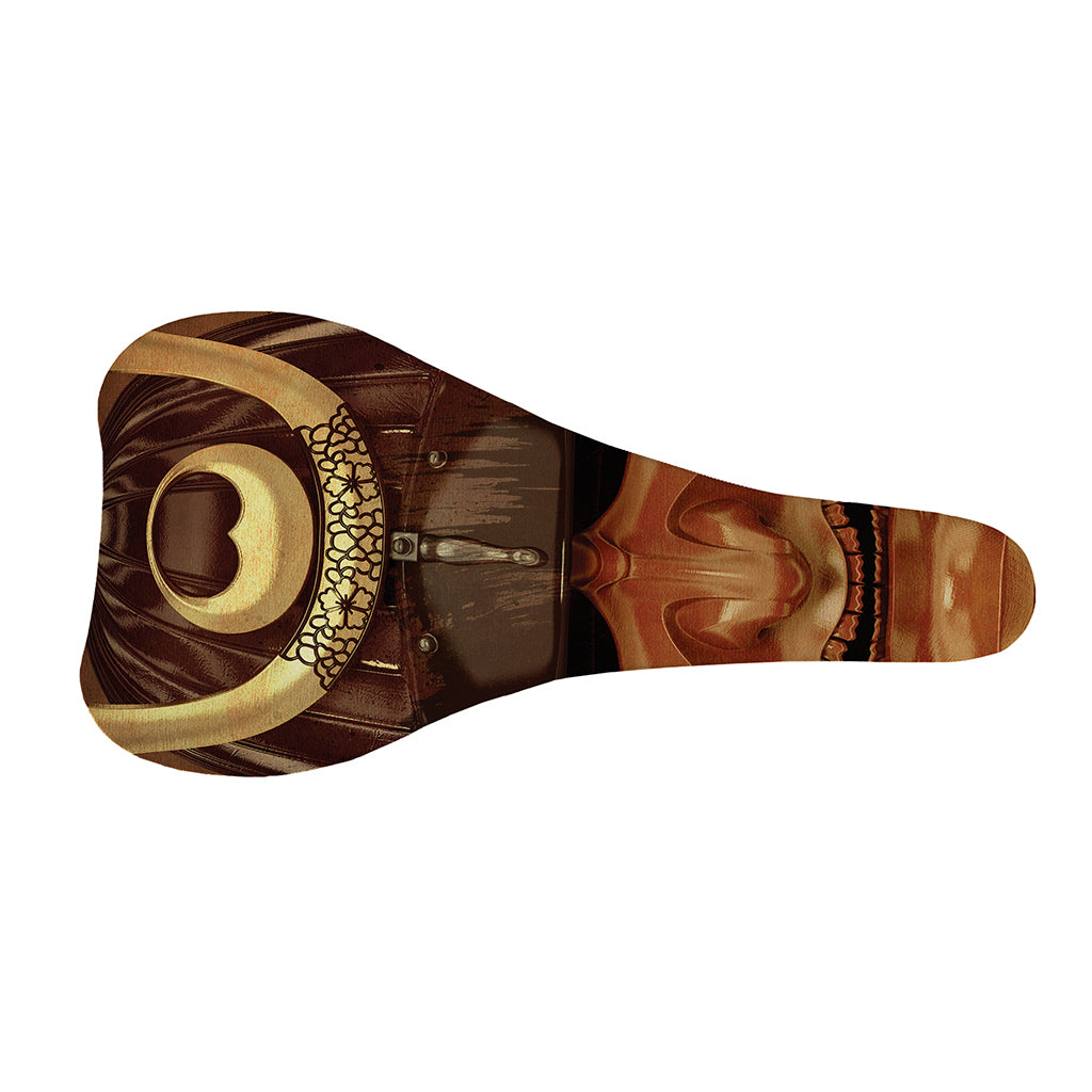 Old Japanese Samurai Mask Print Bicycle Seat Cover