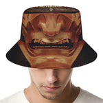 Old Japanese Samurai Mask Print Bucket Hat
