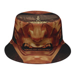 Old Japanese Samurai Mask Print Bucket Hat