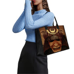 Old Japanese Samurai Mask Print Canvas Tote Bag