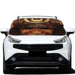 Old Japanese Samurai Mask Print Car Windshield Snow Cover