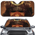 Old Japanese Samurai Mask Print Car Windshield Sun Shade