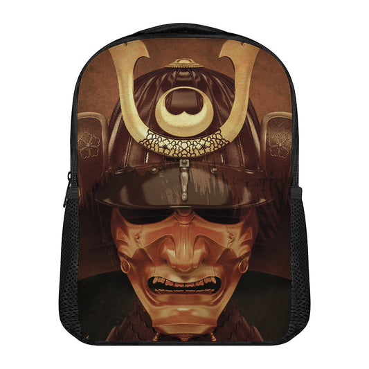 Old Japanese Samurai Mask Print Casual Backpack