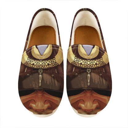 Old Japanese Samurai Mask Print Casual Shoes