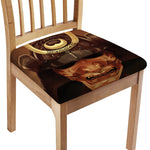 Old Japanese Samurai Mask Print Chair Cushion Cover