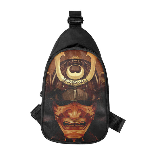 Old Japanese Samurai Mask Print Chest Bag