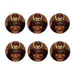 Old Japanese Samurai Mask Print Coaster Set