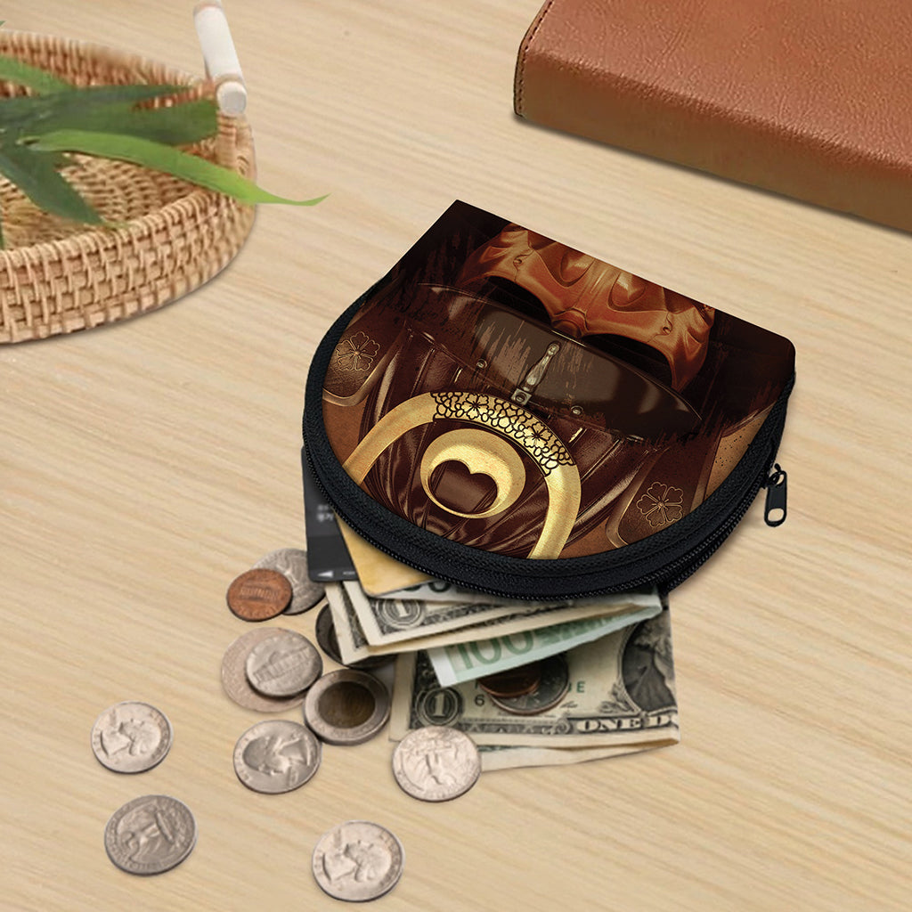 Old Japanese Samurai Mask Print Coin Purse