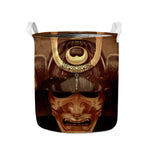 Old Japanese Samurai Mask Print Collapsible Laundry Basket