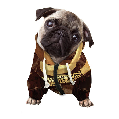 Old Japanese Samurai Mask Print Dog Zip Up Hoodie