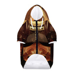 Old Japanese Samurai Mask Print Dog Zip Up Hoodie